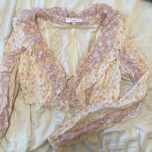 Floral and ruffle crop top